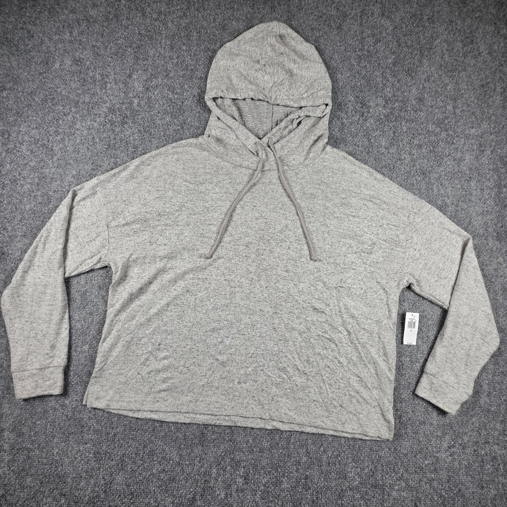 Old Navy Womens Gray Heathered Long Sleeve Hoodie Pullover Size M NWT